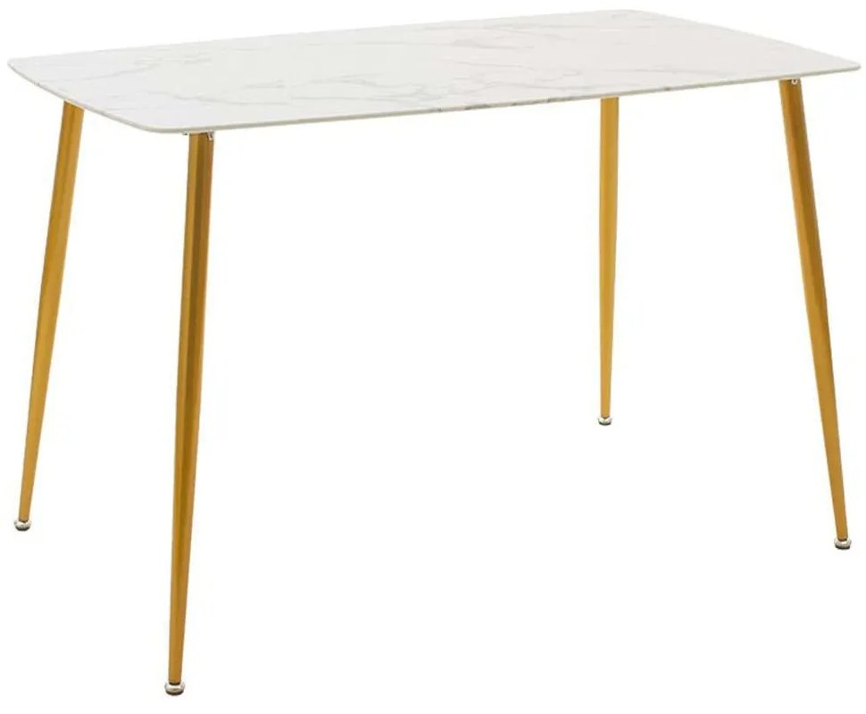 Τραπέζι Paris 029-000152 150x80x75cm Marble Effect White-Gold Metal, Glass