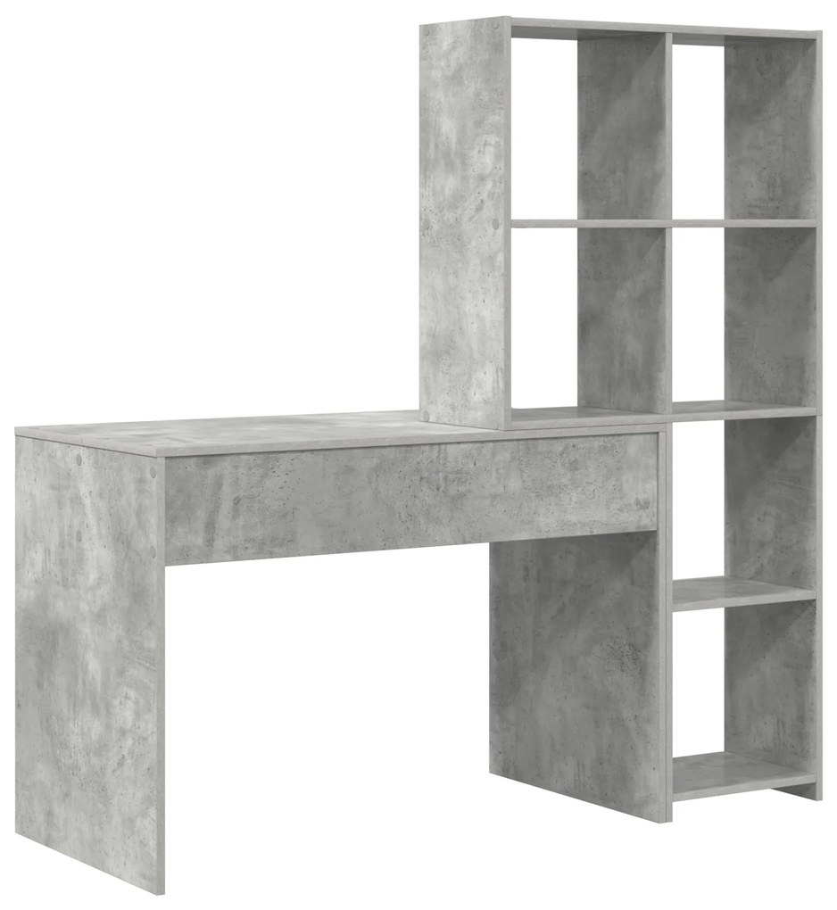 vidaXL Γραφείο με ράφι Γκρι σκυροδέματος 138.5 x 55 x 143 εκ