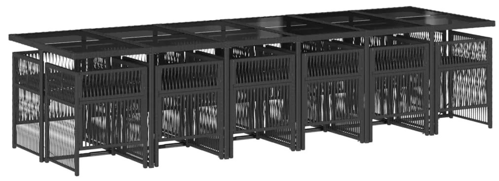 vidaXL Σετ Τραπεζαρίας Κήπου 13τεμ. Μαύρο από Συνθ. Ρατάν με Μαξιλάρια