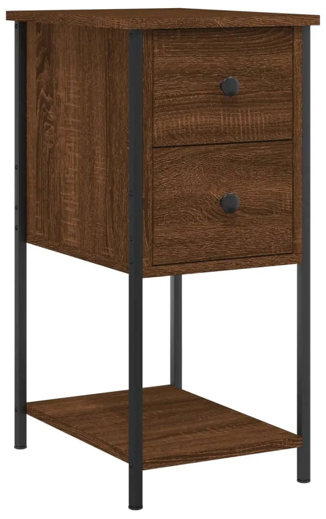 vidaXL Κομοδίνα 2 Τεμ. Καφέ Δρυς 32x42x70 εκ. Επεξεργασμένο Ξύλο