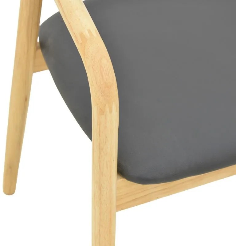 Καρέκλα - Πολυθρόνα Hogie rubberwood σε φυσικό με μαύρο pu μαξιλάρι 61x60x76εκ 2αδα 61x60x76 εκ.