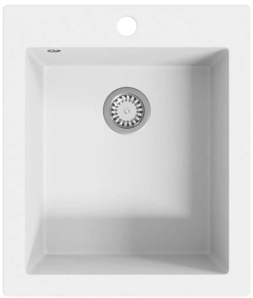 vidaXL Νεροχύτης Ένθετος με Μονή Γούρνα Λευκός Γρανιτένιος