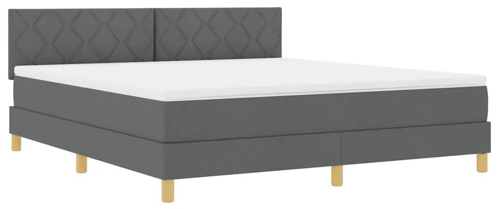 vidaXL Κρεβάτι box spring με στρώμα Σκούρο γκρι 180 x 200 cm ύφασμα