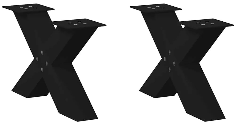 Πόδια Τραπεζιού Σαλονιού σε Σχήμα Χ, 2 τεμ. Μαύρο, Ατσάλι 50x(30-31) εκ.