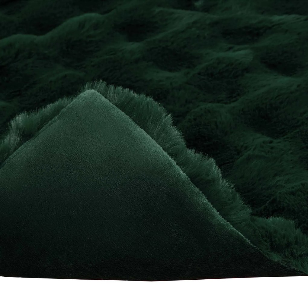 vidaXL Ψεύτικη κουβέρτα από κουνέλι Σκούρο Πράσινο 240 x 270 εκ.