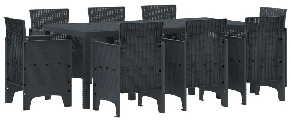 vidaXL Σετ Τραπεζαρίας Κήπου 9 pcs Ανθρακί Πολυπροπυλένιο