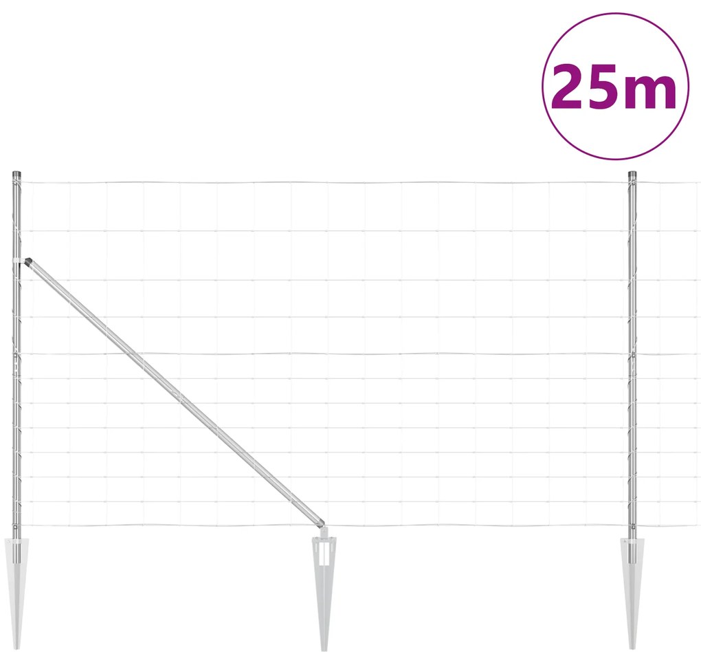 vidaXL Περίφραξη Αγρού 1.4x25 m Γαλβανισμένος Χάλυβας