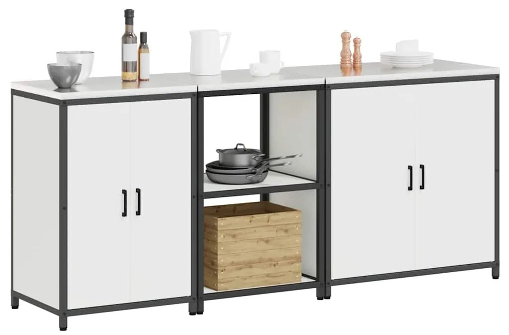 vidaXL Σετ Αποθήκευσης Κουζίνας 3 pcs Λευκό Ψυχρής έλασης χάλυβας