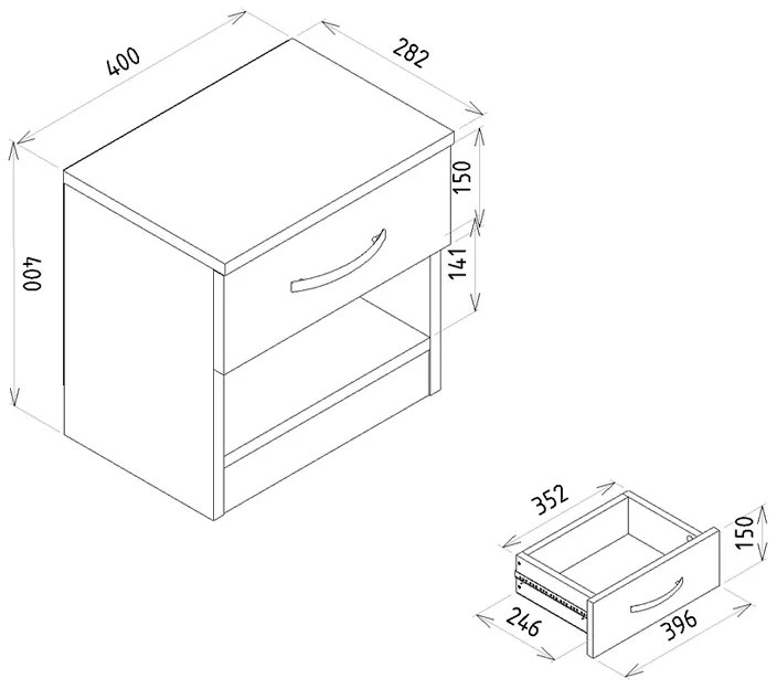 Κομοδίνο μελαμίνης Lube Megapap χρώμα sapphire oak 40x28,2x40εκ. - GP042-0226,1 - GP042-0226,1