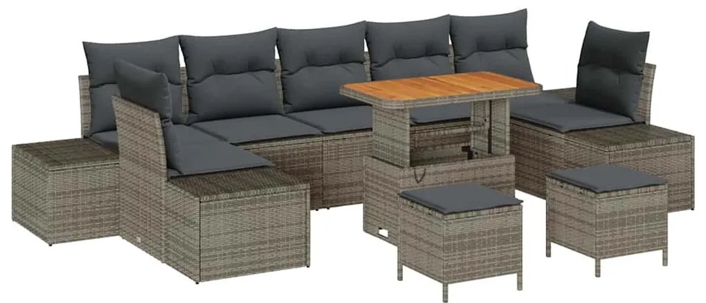 vidaXL Σετ Καναπέ Κήπου με μαξιλάρι 10 pcs Γκρι συνθετικό ρατάν