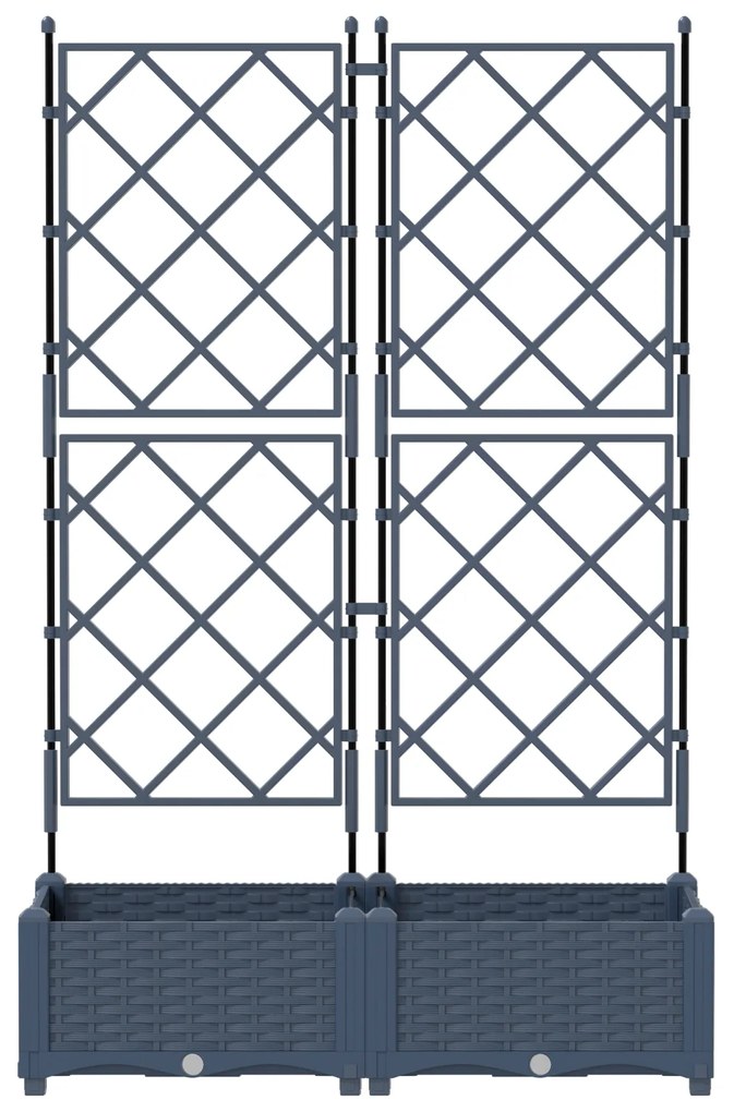 vidaXL Γλάστρα Κήπου με Πλέγμα 2 τεμ Γκρι 80x40x125,5 εκ