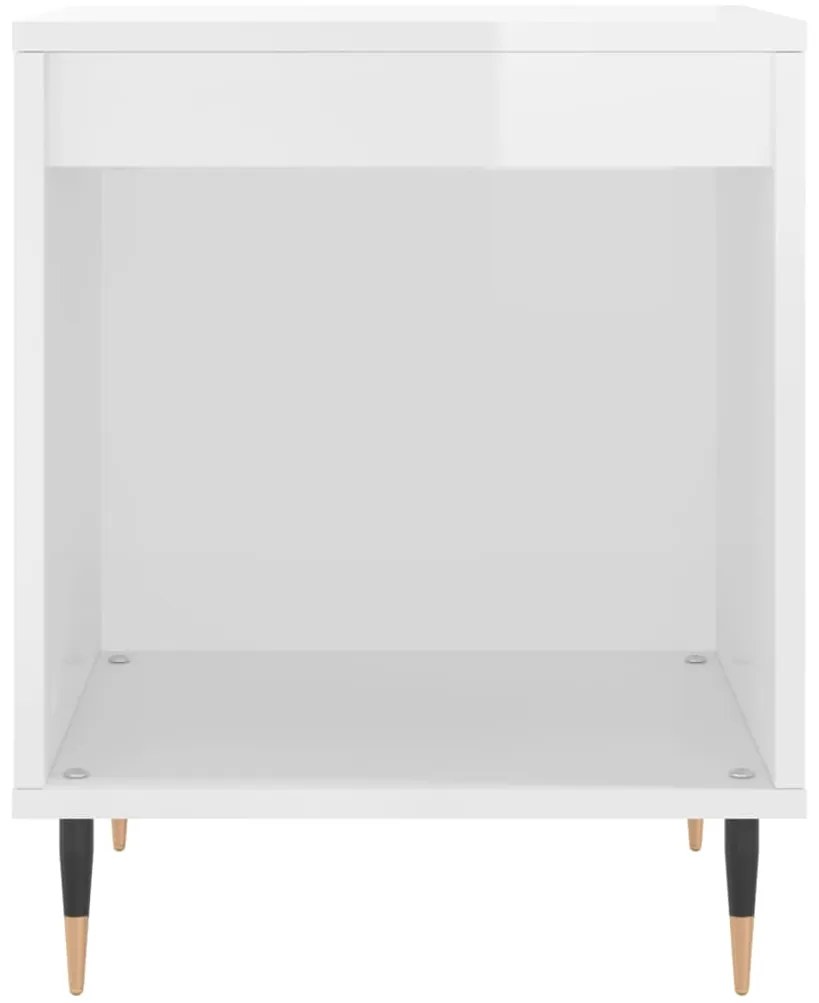 vidaXL Κομοδίνα 2 τεμ. Γυαλ. Λευκό 40 x 35 x 50 εκ. Επεξεργασμένο Ξύλο