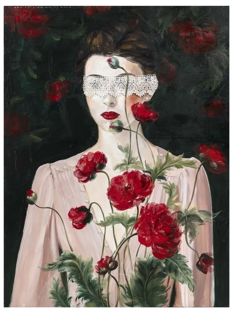 Πίνακες Signes Grimalt  Εικόνα Γυναίκα Με Τριαντάφυλλα