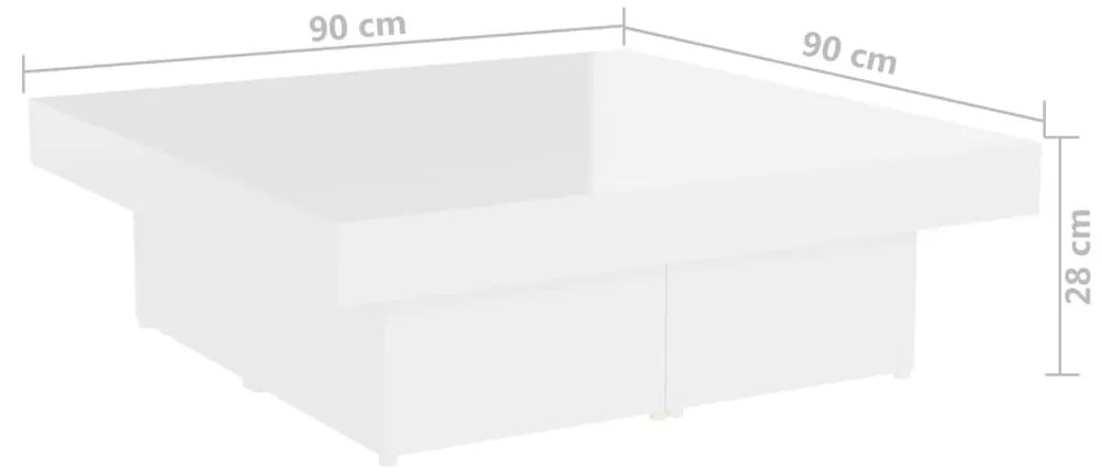 Τραπεζάκι Σαλονιού Γυαλιστερό Λευκό 90x90x28εκ. από Επεξ. Ξύλο - Λευκό