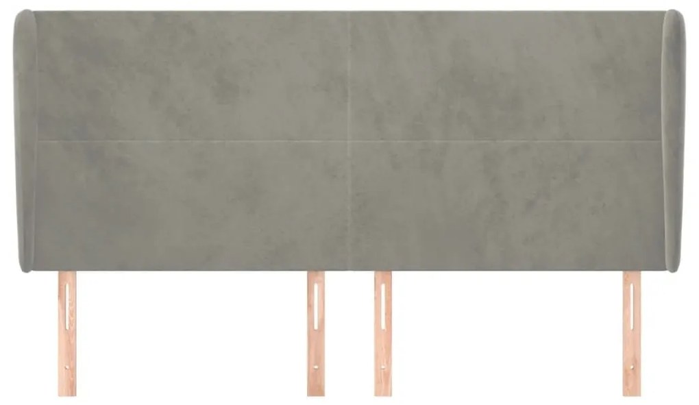 Κεφαλάρι με Πτερύγια Ανοιχτό Γκρι 183x23x118/128 εκ. Βελούδινο - Γκρι
