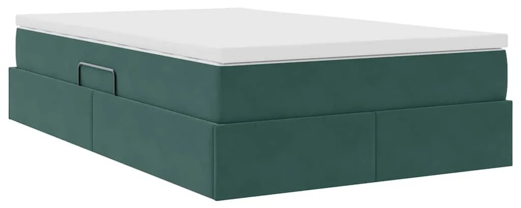 vidaXL Κρεβάτι με αποθηκευτικό χώρο και στρώμα Σκούρο Πράσινο