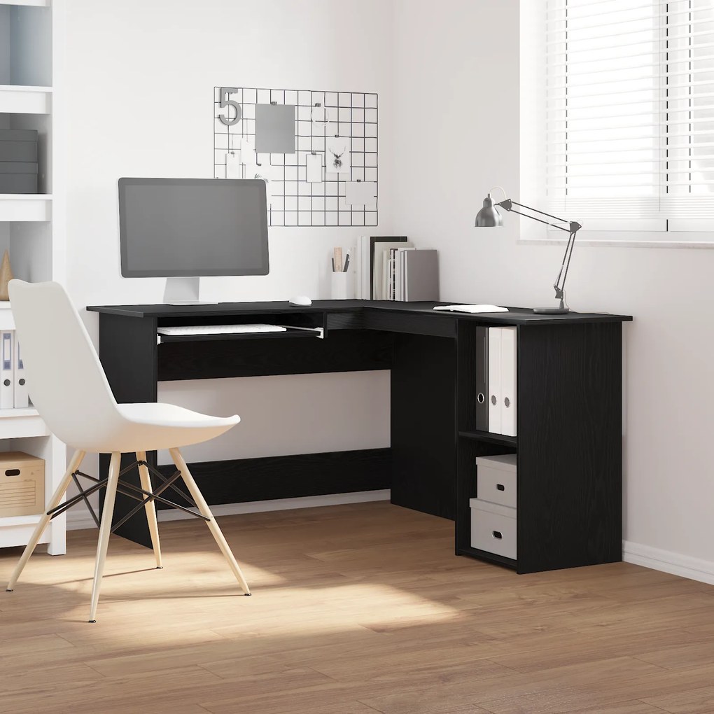 vidaXL Γραφείο Μαύρο Δρυς 120x140x75 εκ. Από Επεξεργασμένο Ξύλο