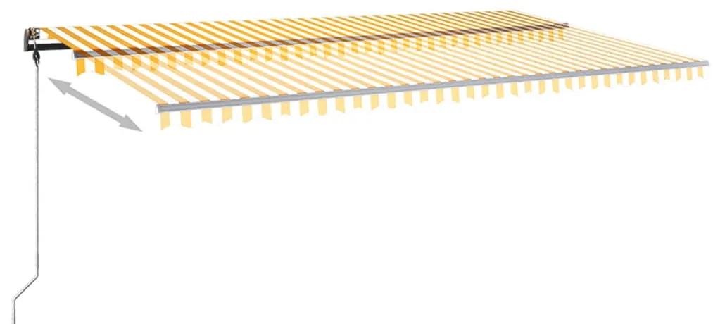 vidaXL Τέντα Συρόμενη Χειροκίνητη Ανεξάρτητη Κίτρινο/Λευκό 600x350εκ.