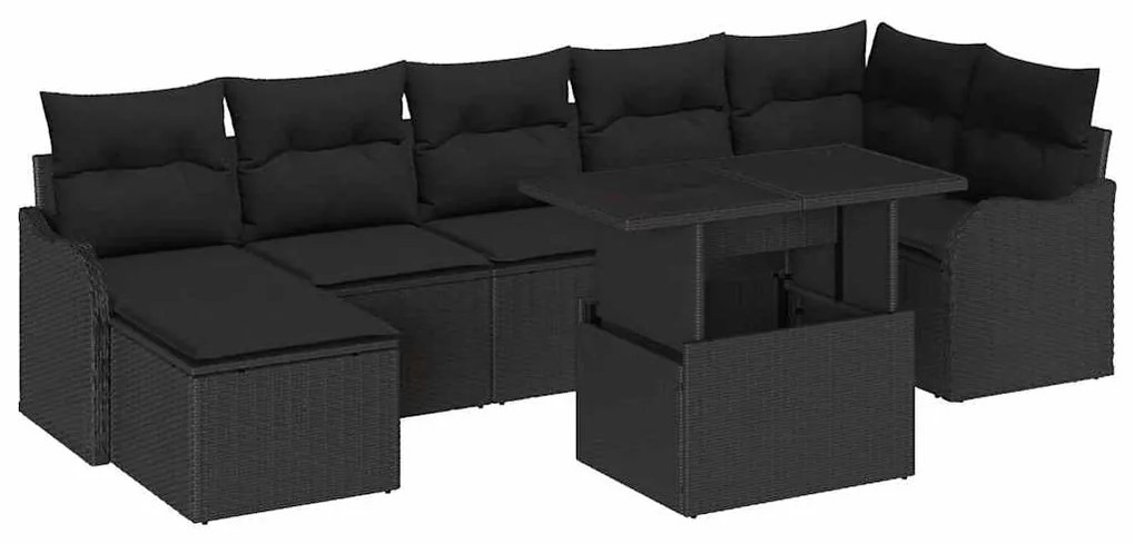 vidaXL Σετ Καναπέ Κήπου με μαξιλάρι 8 pcs Μαύρο Πολυ ράταν