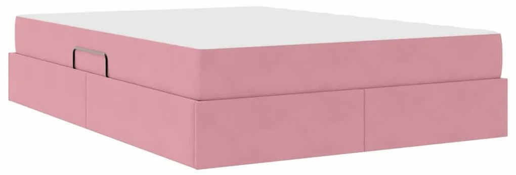 vidaXL Κρεβάτι με αποθηκευτικό χώρο και στρώμα Ροζ 140 x 190 cm