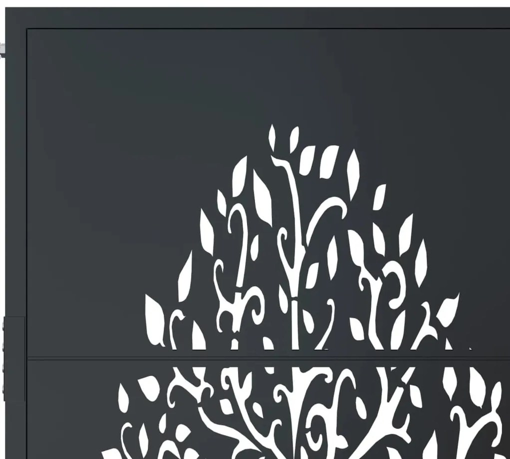 vidaXL Πόρτα Κήπου Ανθρακί 100x200 εκ. Σχέδιο Δέντρου από Ατσάλι