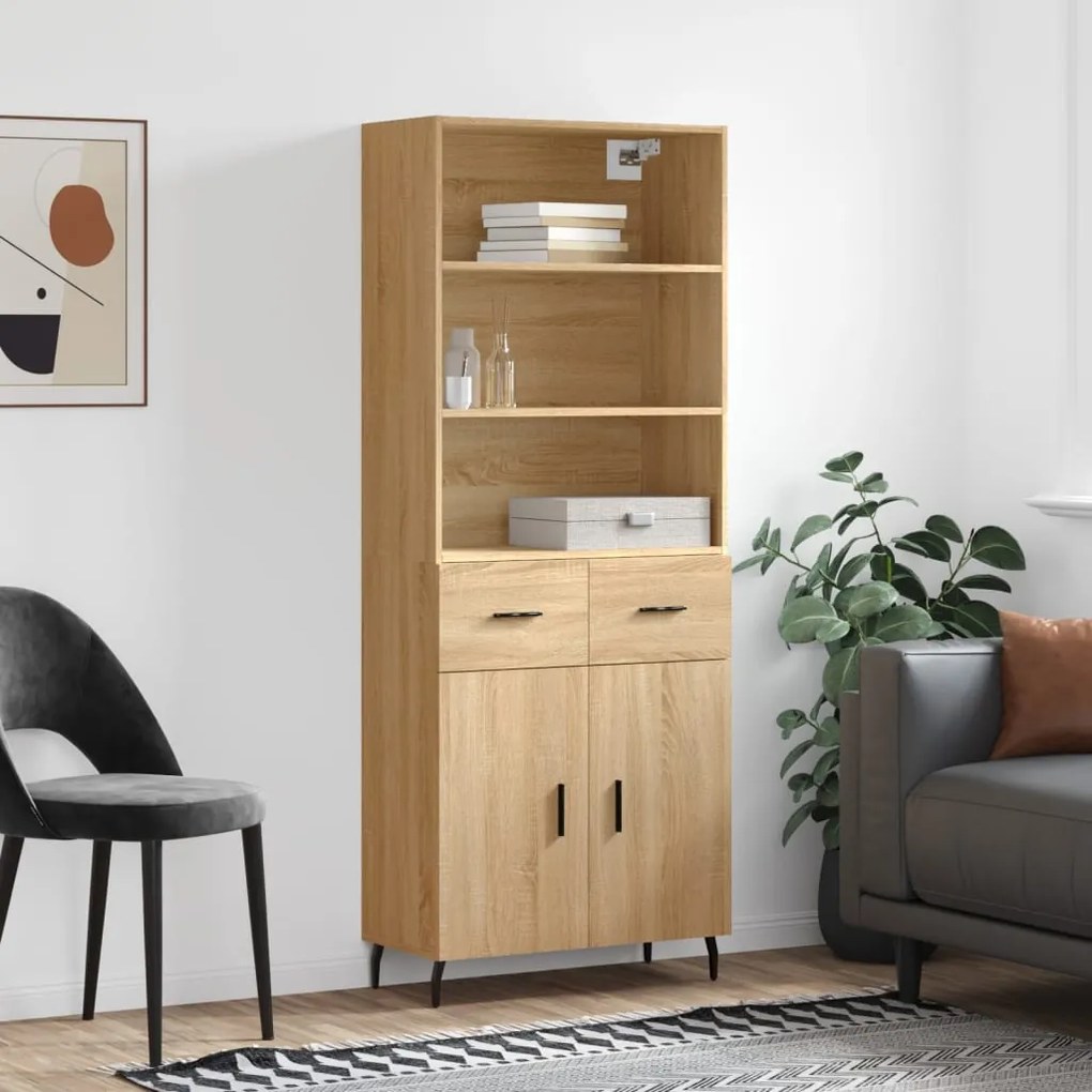 vidaXL Ντουλάπι Sonoma δρυς 69,5 x 34 x 180 εκ. από Επεξεργασμένο Ξύλο