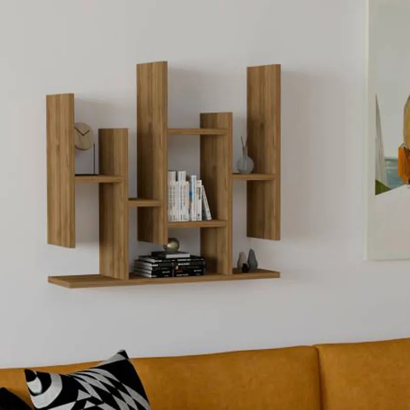 Ραφιέρα τοίχου Bemba pakoworld σε καρυδί απόχρωση 70x19,6x68,8εκ (1 τεμάχια)
