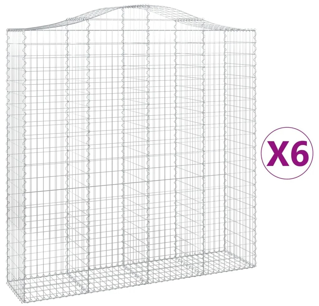 vidaXL Συρματοκιβώτια Τοξωτά 6 τεμ. 200x50x200/220 εκ. Γαλβαν. Ατσάλι
