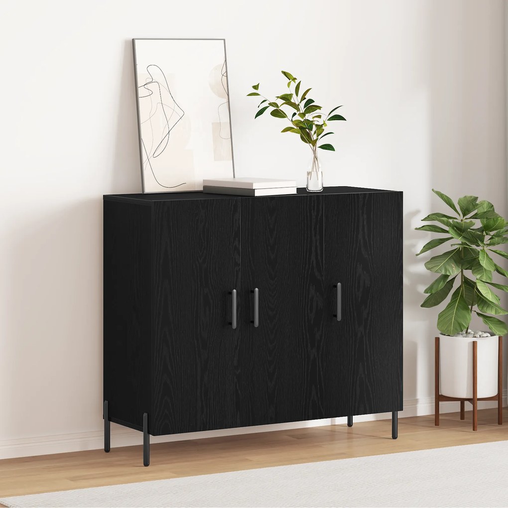 vidaXL Συρταριέρα Μαύρης Δρυς 90x34x80 εκ. Από Επεξεργασμένο Ξύλο