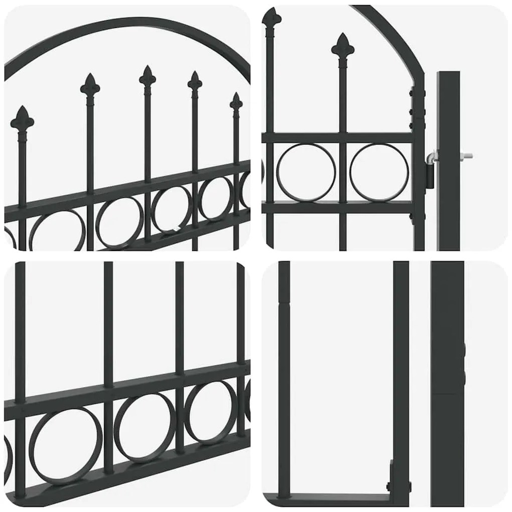 vidaXL Πύλη Φράχτη Γκρι 100 x 125 cm Ατσάλι με Επικάλυψη Πούδρας