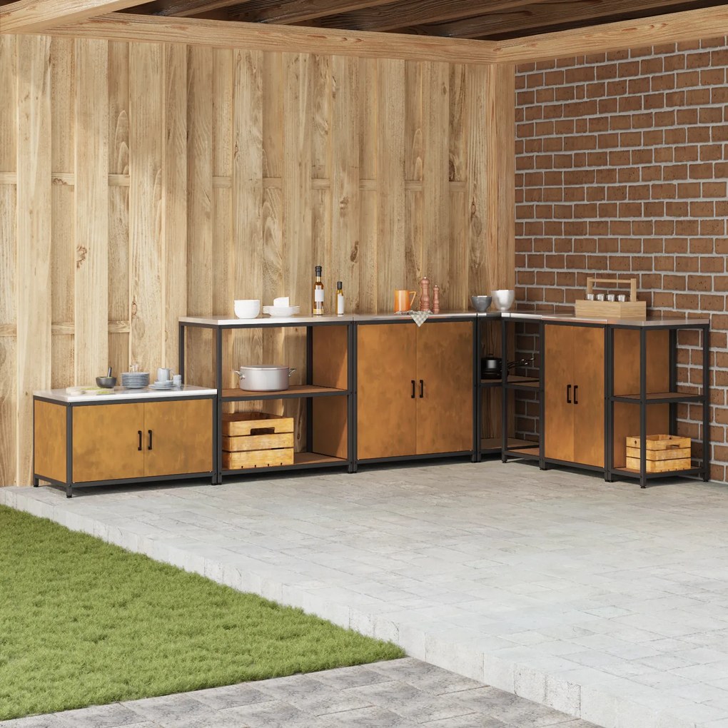 vidaXL Ράφι Αποθήκευσης Κουζίνας με ράφι Σκ rusty 60 x 50 x 92 εκ.