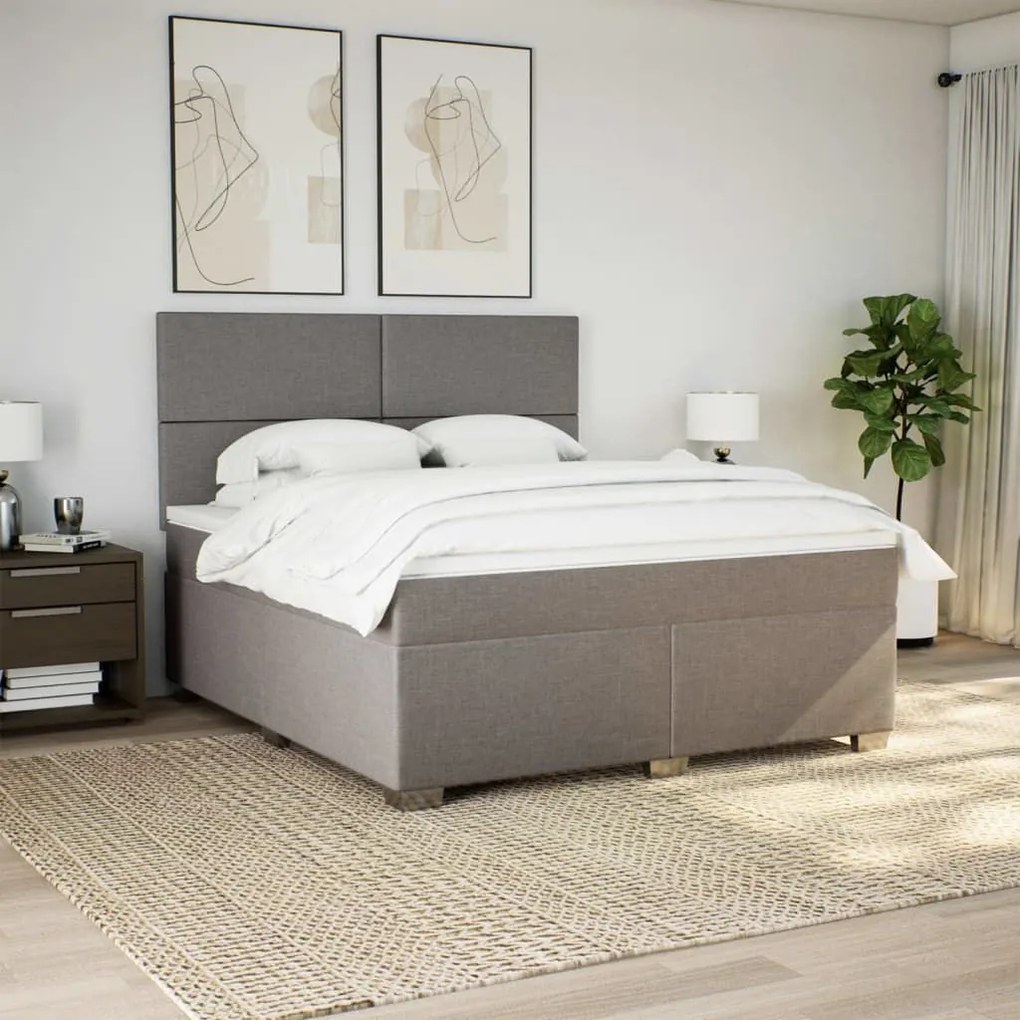 Κρεβάτι Boxspring με Στρώμα Taupe 180x200 εκ. Υφασμάτινο - Μπεζ-Γκρι