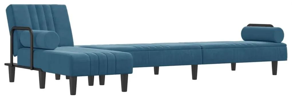 Καναπές Κρεβάτι Γωνιακός Μπλε 260 x 140 x 70 εκ. Βελούδινος - Μπλε