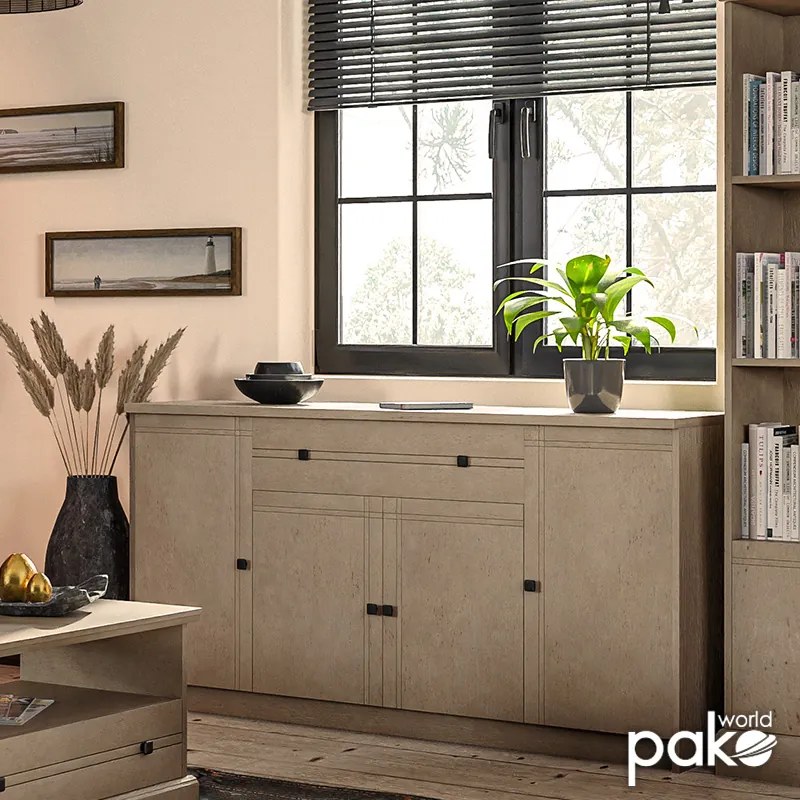 Μπουφές Libby pakoworld φυσικό 160x39.5x83εκ - 123-000165 - 123-000165