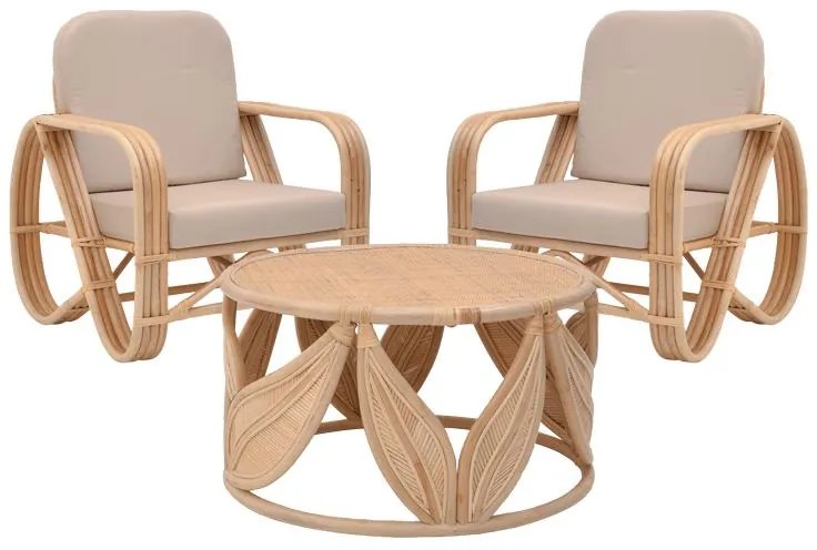 Σαλόνι Relmine-Siderty σετ 3τεμ rattan σε φυσική απόχρωση 80x80x45 εκ.