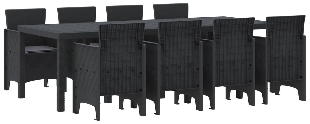 vidaXL Σετ Τραπεζαρίας Κήπου 9 pcs Ανθρακί 250 x 100 x 73 εκ