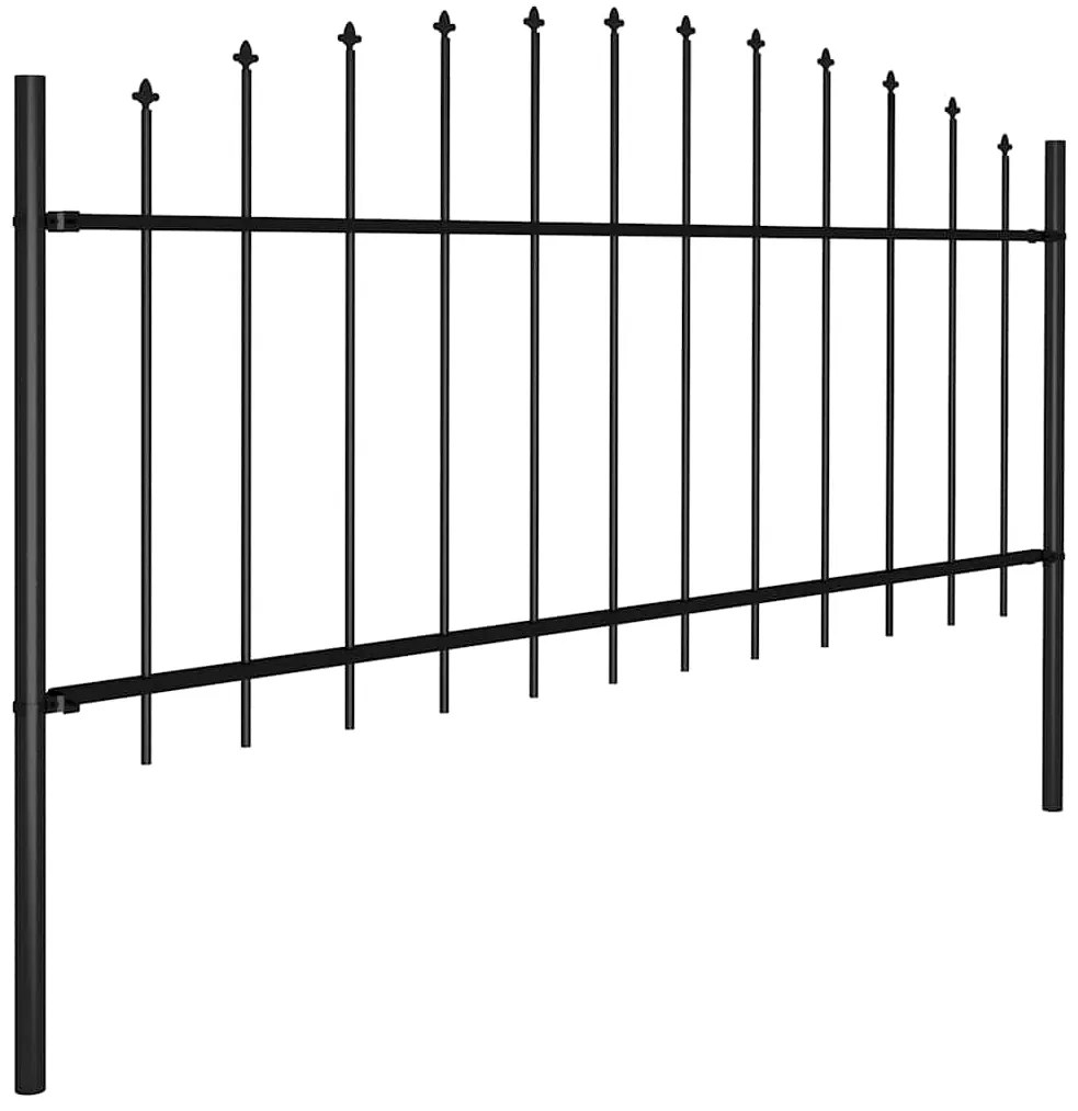 vidaXL Φράχτης Κήπου με Κορυφή Δόρυ από Ατσάλι 1603,5x75 εκ. Μαύρος