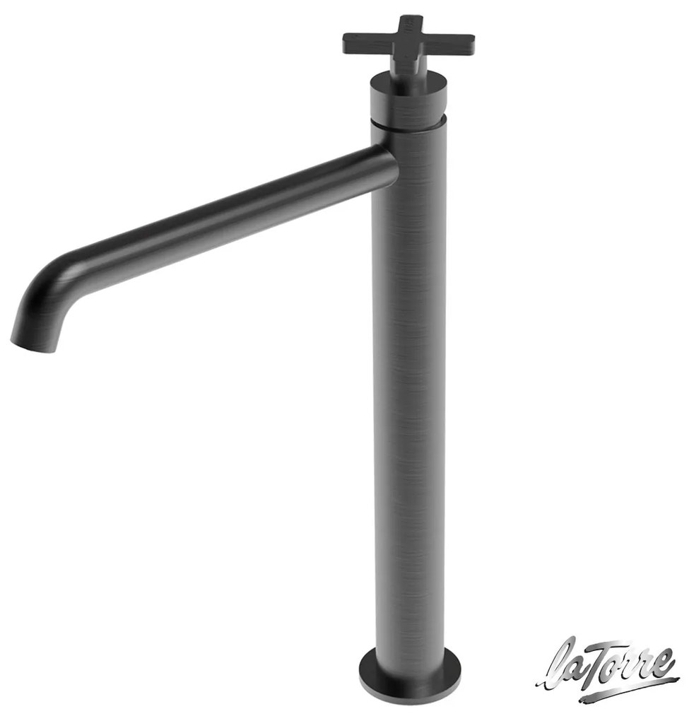 Μπαταρία Νιπτήρα Υψηλή με Βαλβίδα Clic-Clac Εlle Cross La Torre Black Brushed 38016-410