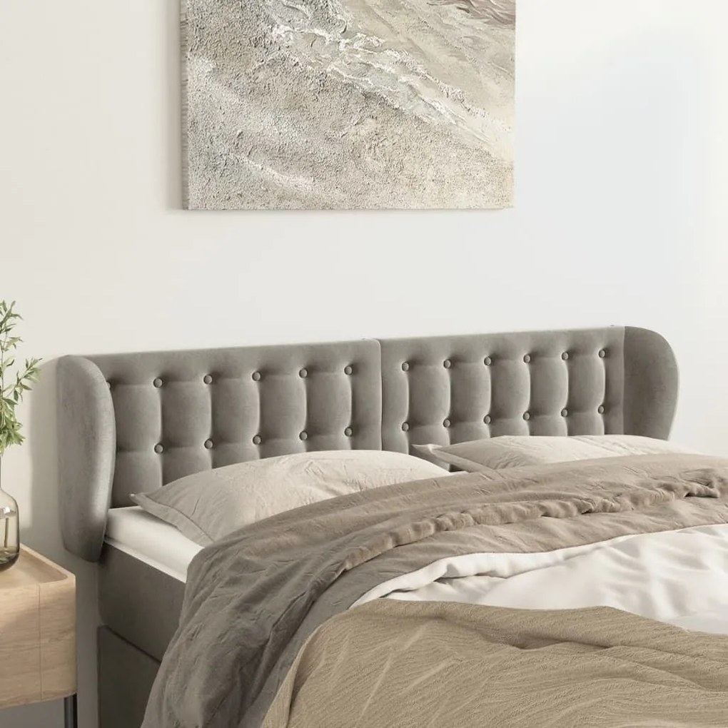 Κεφαλάρι με Πτερύγια Ανοιχτό Γκρι 147x23x78/88 εκ. Βελούδινο 3117626