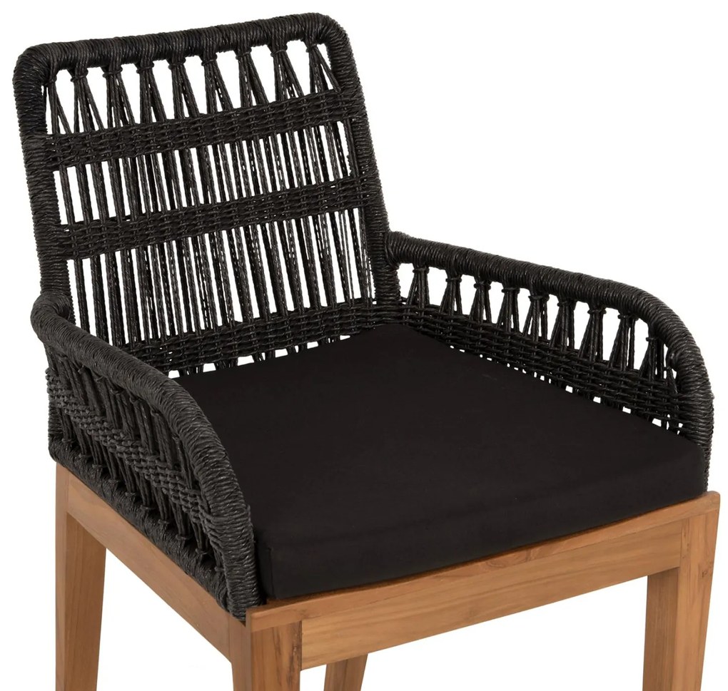 Καρέκλα - Πολυθρόνα STARDOM C9760.02 Μελί Ξύλο Teak με Μαύρο Σχοινί 57x65x83Yεκ. 57x65x83 εκ.