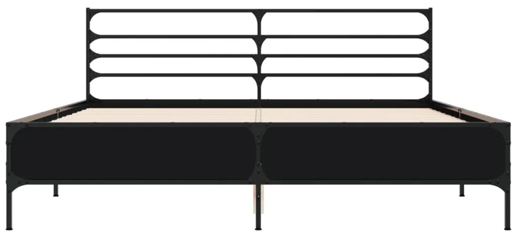 vidaXL Πλαίσιο Κρεβατιού Μαύρο 160 x 200 εκ. Επεξ. Ξύλο &amp; Μέταλλο