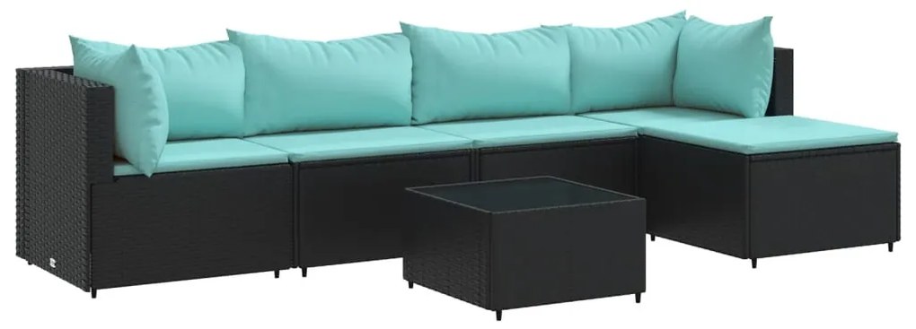 vidaXL Σαλόνι Κήπου 6 Τεμαχίων Μαύρο από Συνθετικό Ρατάν με Μαξιλάρια