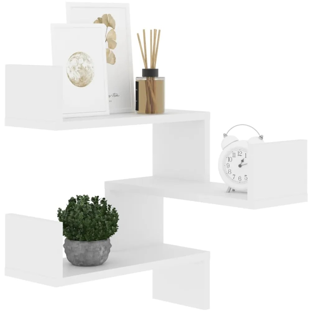 vidaXL Γωνιακή Ραφιέρα Τοίχου Λευκή 40 x 40 x 50 εκ. από Επεξ. Ξύλο