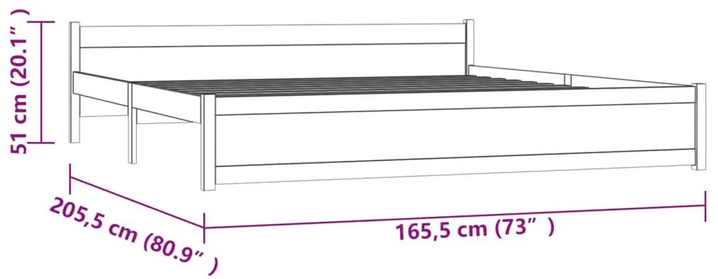 Σκελετός Κρεβατιού Χωρίς Στρώμα 160x200 εκ Μασίφ Ξύλο - Καφέ