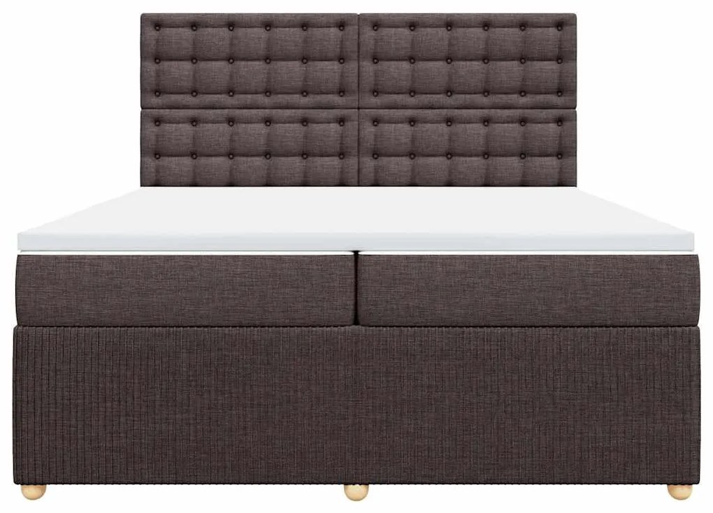 vidaXL Κρεβάτι Boxspring με Στρώμα Σκούρο Καφέ 200x200 εκ. Υφασμάτινο