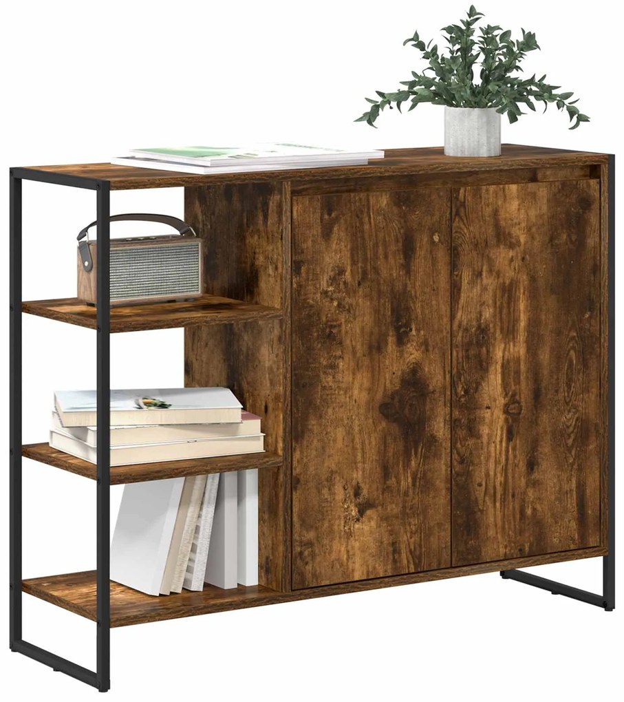 vidaXL Βοηθητικό ντουλάπι Καπνιστό Δρύς 96.5 x 30 x 75 εκ