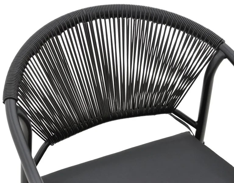 Καρέκλα - Πολυθρόνα Jerqui wicker rattan μαύρο-μεταλλικό μαύρο πόδι-μαύρο μαξιλάρι 60x64x78 εκ. 60x64x78 εκ.