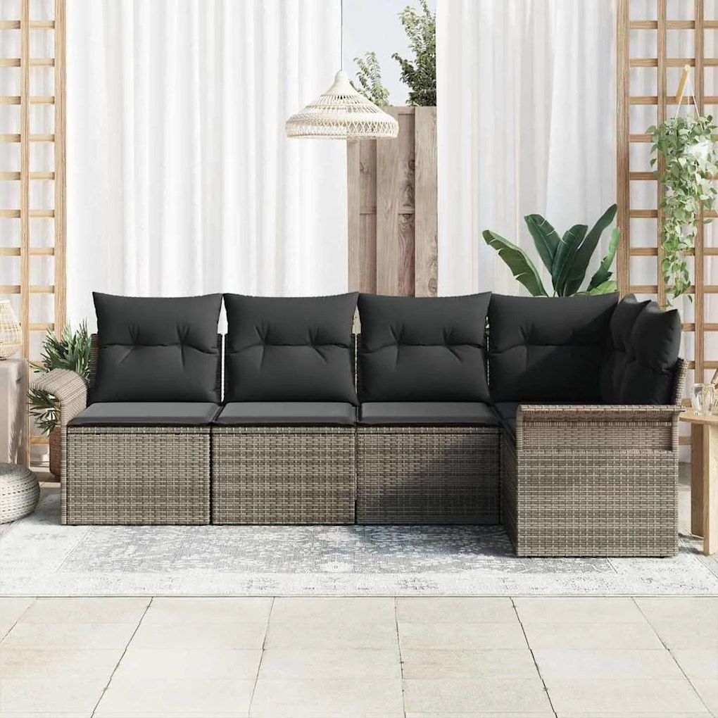 vidaXL Σετ Καναπέ Κήπου 5 pcs 242.5 x 132.5 x 85 εκ. Πολυ ράταν