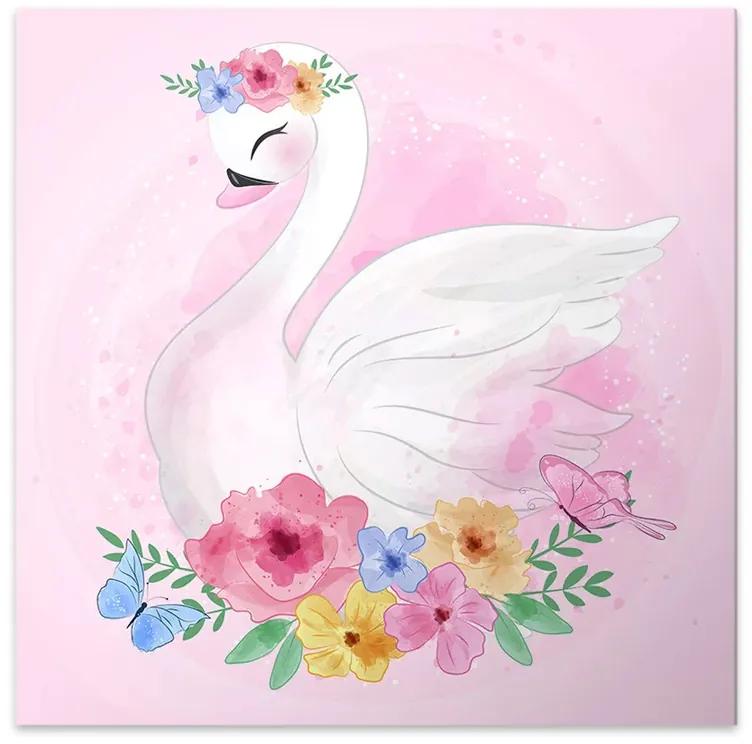 Πίνακας σε καμβά "Baby Swan" Megapap ψηφιακής εκτύπωσης 40x40x3εκ.