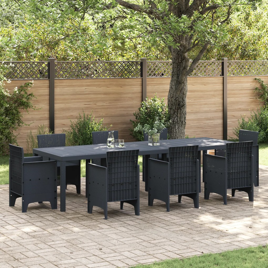 vidaXL Τραπέζι Κήπου Ανθρακί 300x100x73 εκ. Poly Rattan